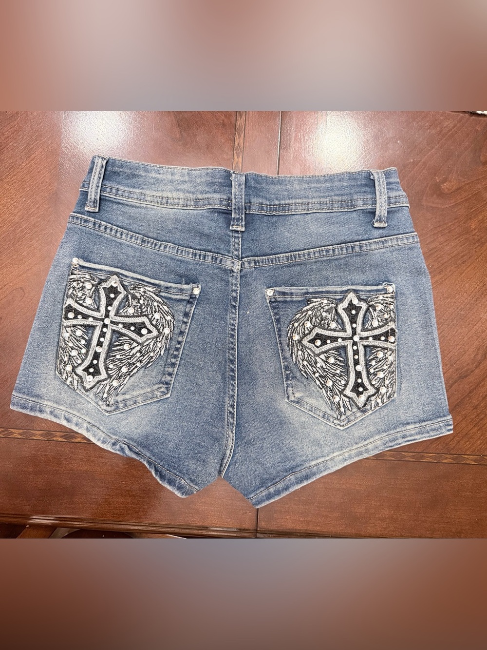 Jeweled jean shorts